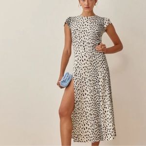 Reformation “Gavin” dress in leopard spot, size 12